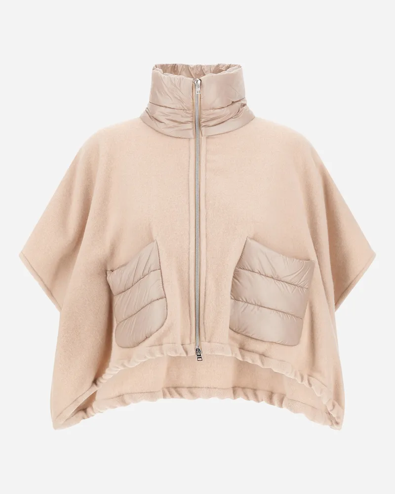 Herno Kurzer Poncho Resort Aus Doppelgewebe Aus Wolle, Kaschmir Und Nylon Ultralight - Frau A-shape Chantilly Chantilly