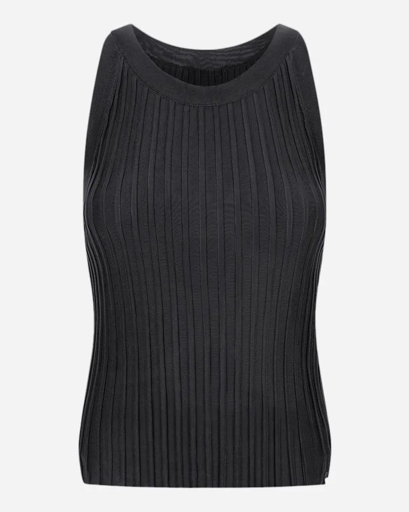 Herno Tanktop Aus Shiny Viscose Rib Schwarz