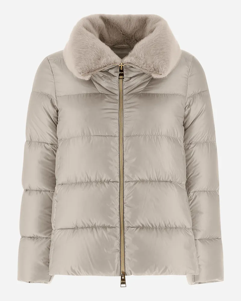 Herno Bomberjacke Aus Nylon Ultralight Und New Lady Faux Fur Chantilly