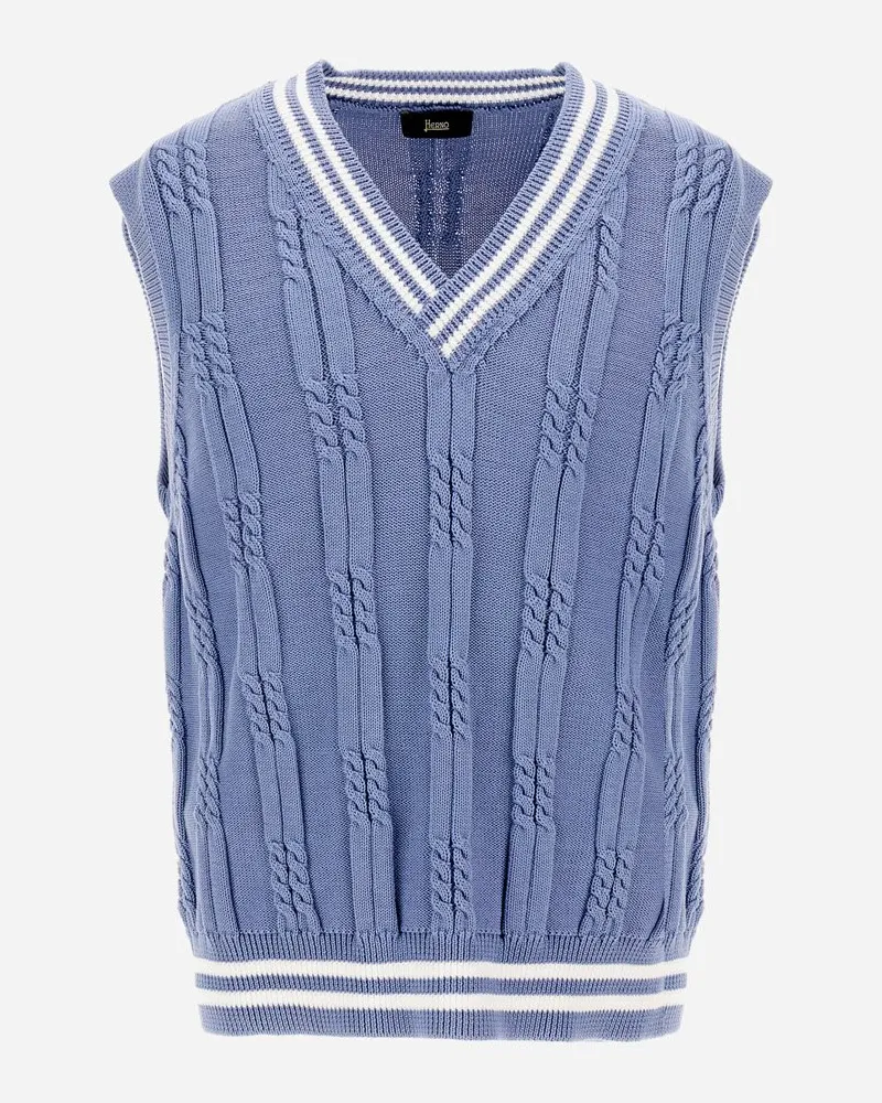 Herno Weste Aus Eternal Cotton Cable Hellblau