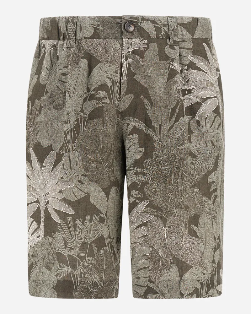 Herno Shorts Resort Aus Délavé-leinen - Mann Hose Militärgrün/salbeigrün Militärgrün