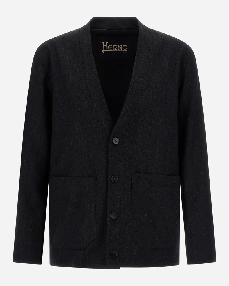 Herno Jacke Aus Wolltwill - Mann Hemden Eisen Eisen
