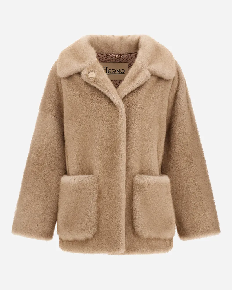 Herno Kurzmantel Mit Pelz-haptik In Nerzoptik - Frau Mäntel & Trenchcoats Chantilly Chantilly
