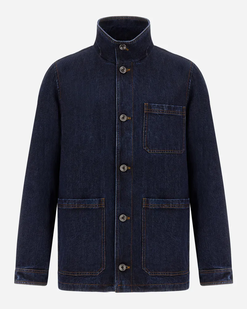Herno Jacke Aus Denim - Mann Feldjacke Marineblau Marineblau