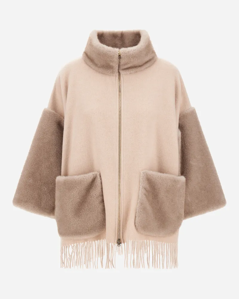 Herno Poncho Aus Wolle, Kaschmir Und Mélange In Nerzoptik - Frau A-shape Chantilly Chantilly