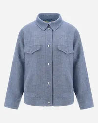 Herno Linen Lurex Hemd Hellblau