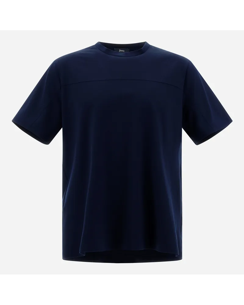 Herno T Shirt Aus Superfine Cotton Stretch Marineblau