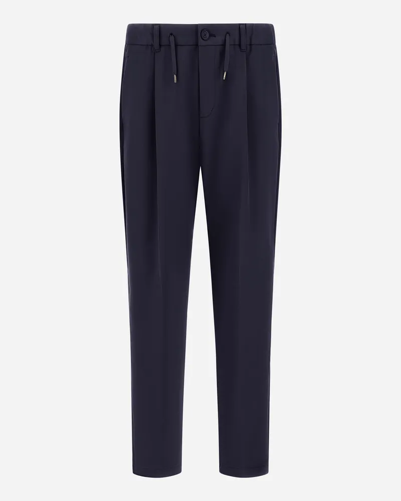 Herno Hose Aus Elastischem Gewebe Mit Baumwoll-effekt - Mann Hose Marineblau Marineblau