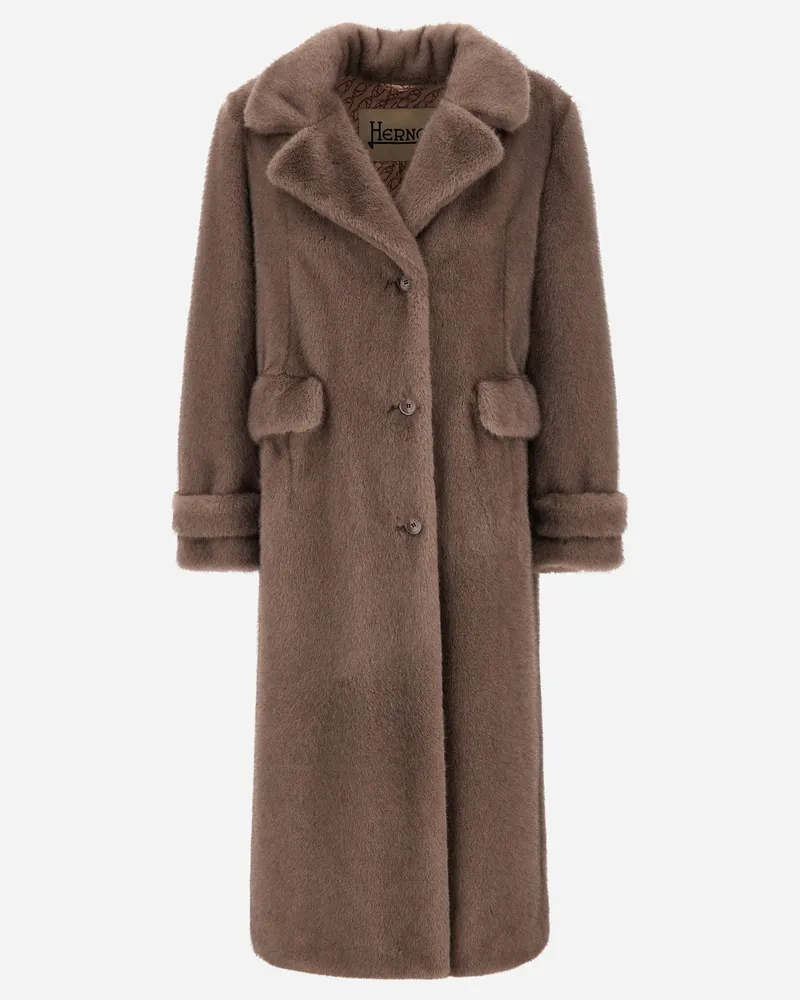 Herno Mantel Aus Melange Alternative Mink Fur - Frau Mäntel & Trenchcoats Dunkeltaupe Dunkeltaupe