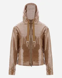 Herno Coated Lace Und Grosgrain Jacke In A-form Sand