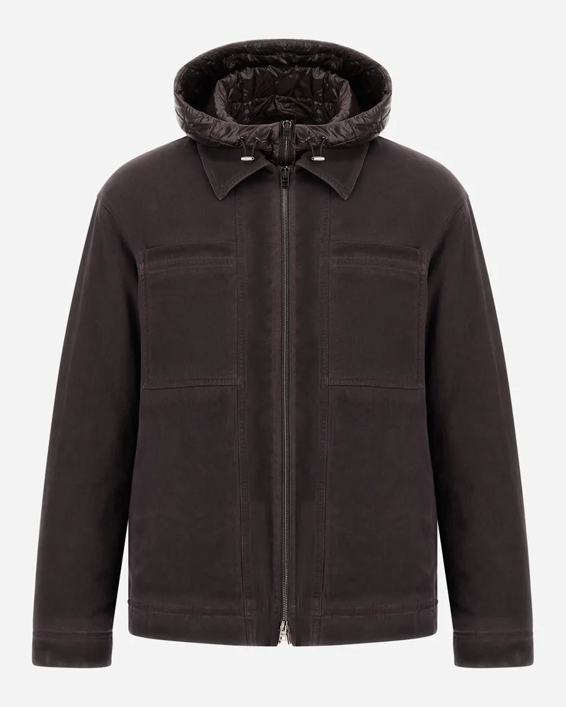 Herno Jacke Aus Gabardine In Denim-optik Und Nylon Ultralight - Mann Parka & Jacken Dunkelbraun Dunkelbraun