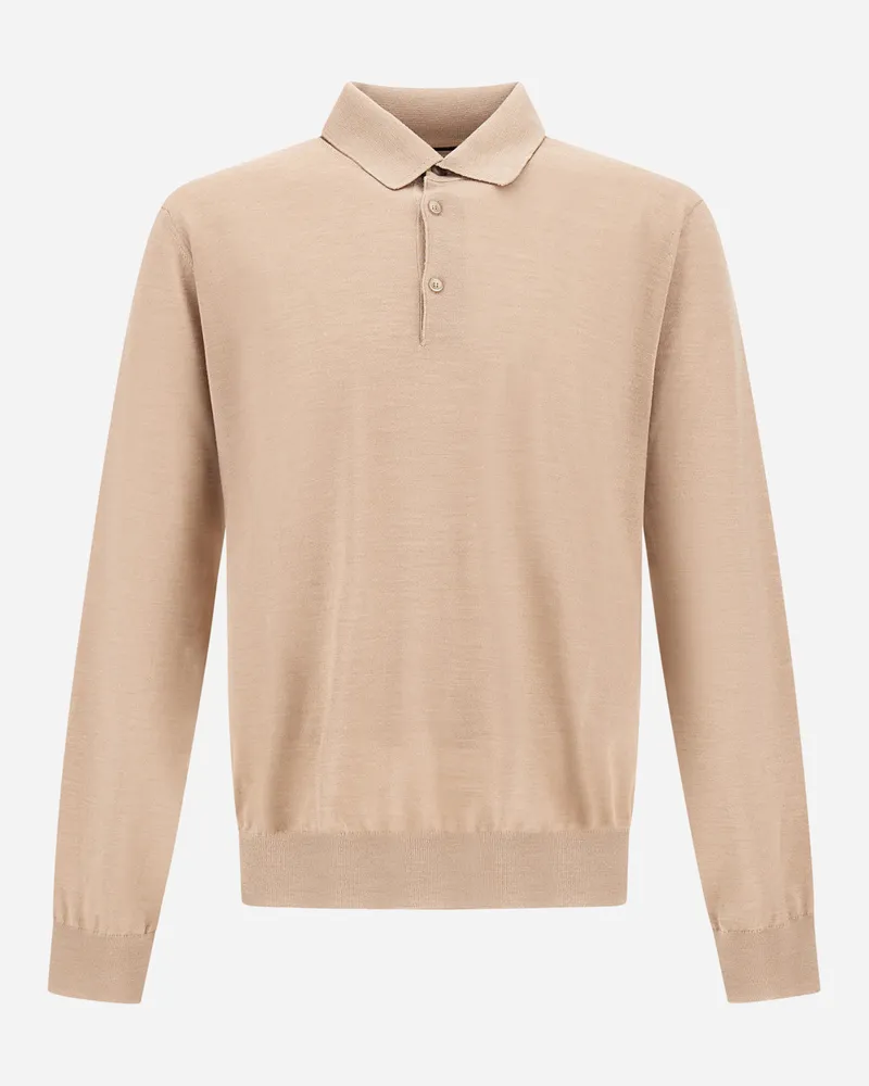 Herno Poloshirt Resort In Strick Aus Wolle Und Seide - Mann T-shirt & Polo-shirts Écru Écru