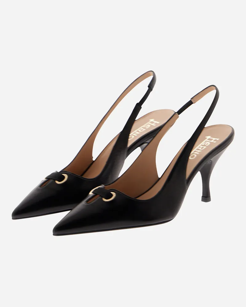 Herno Slingbacks Aus Soft Leather - Frau Schuhe Schwarz Schwarz