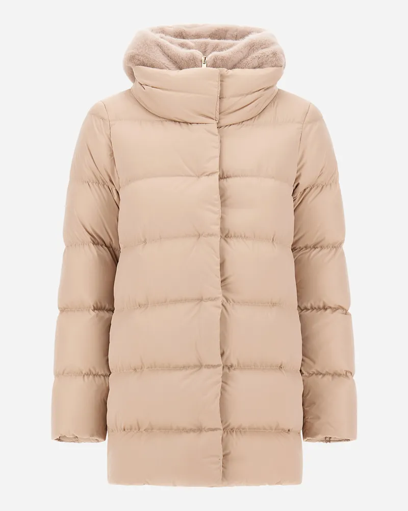 Herno A-form-jacke Aus Satin Und Lady Alternative Fur - Frau A-shape Chantilly Chantilly