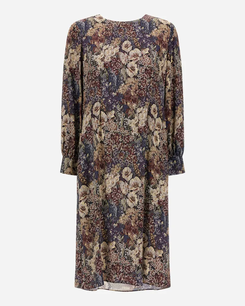 Herno Kleid Aus Satin Mit Blumen-print - Frau Röcke & Kleider Marineblau Marineblau