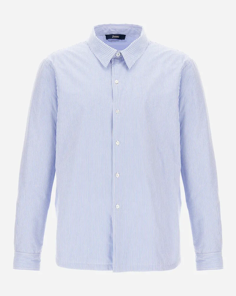 Herno Shacket Aus Cotton Stripe Hellblau