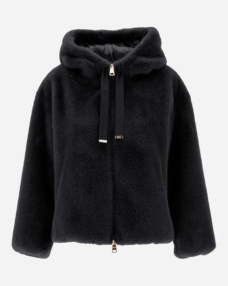 Herno Sweatshirt Aus Faux Mink Fur Schwarz