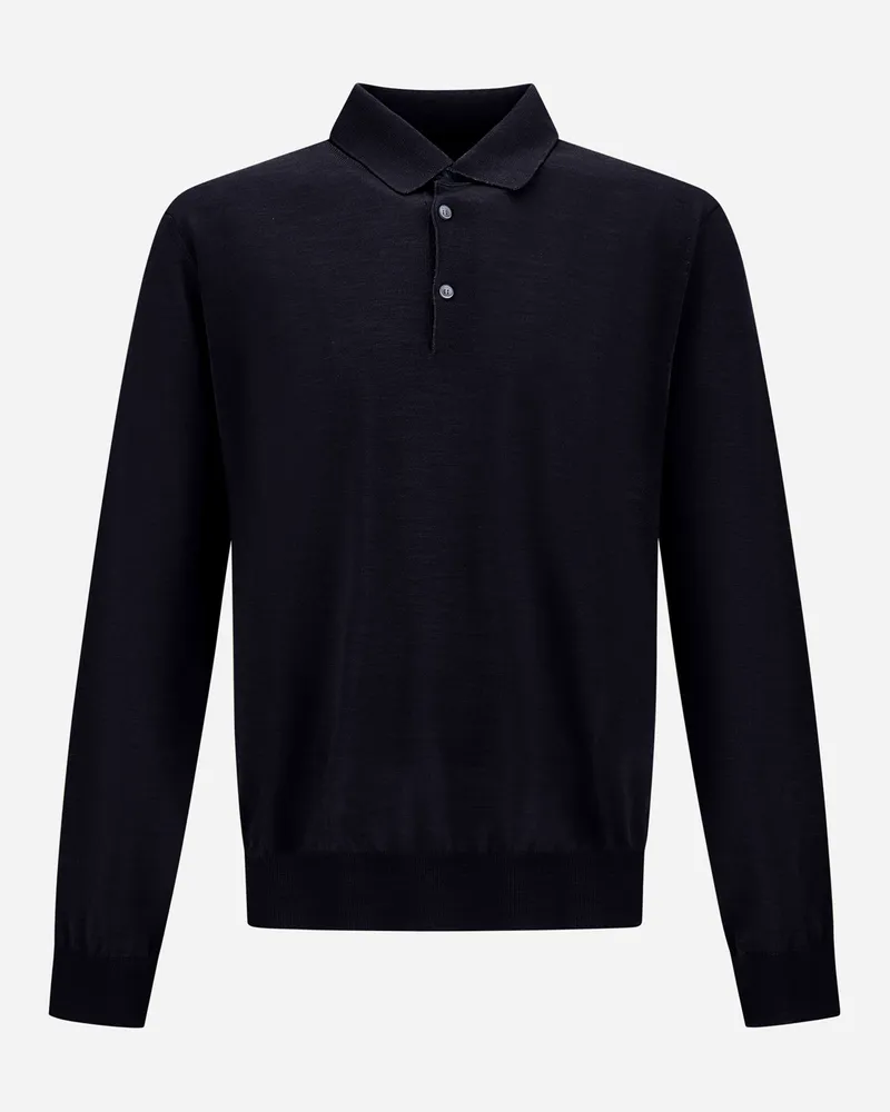 Herno Poloshirt Resort In Strick Aus Wolle Und Seide - Mann T-shirt & Polo-shirts Dunkelblau Dunkelblau