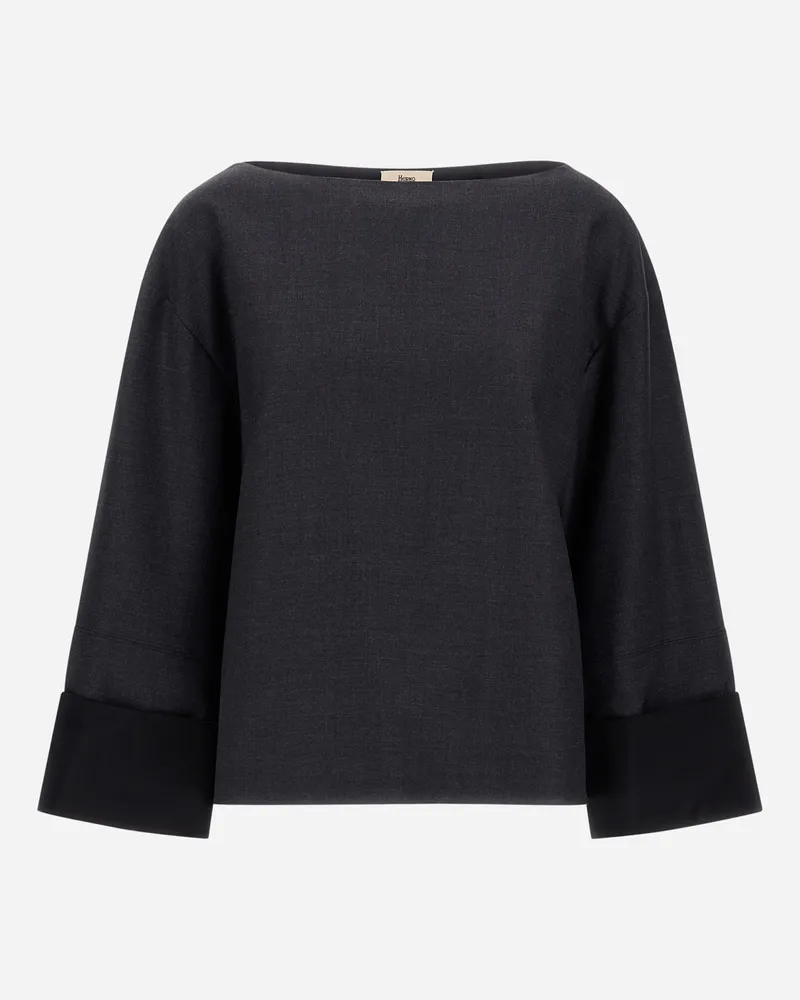 Herno Top Aus Elastischer Wollgabardine Und Aus Viskosesatin - Frau T-shirts Und Tops Eisen Eisen