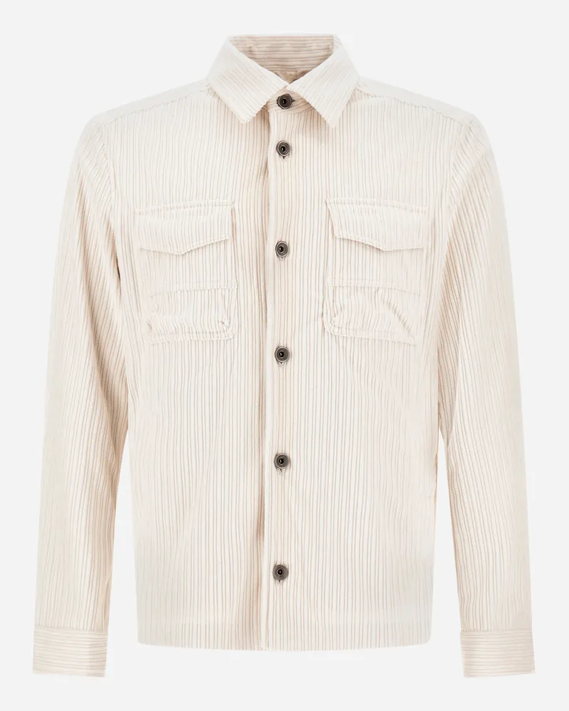 Herno Hemdjacke Aus Cord - Mann Hemden Elfenbein Elfenbein