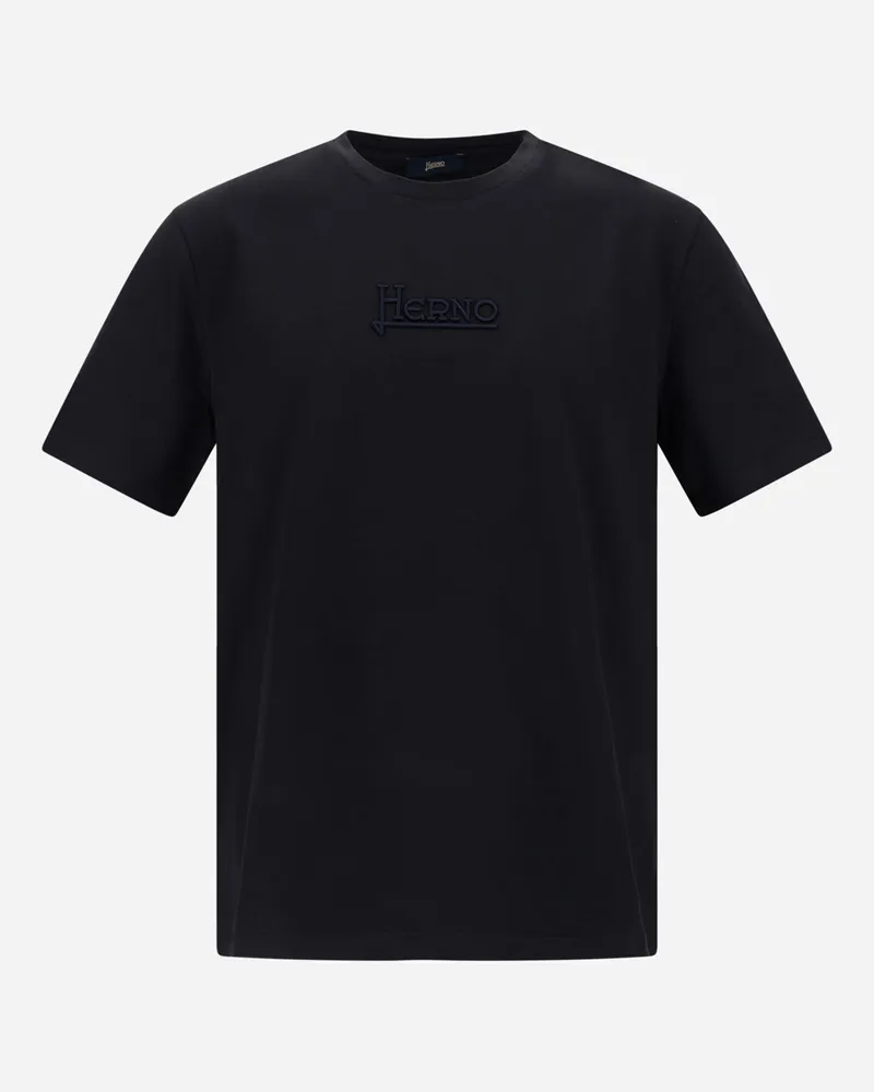 Herno T-shirt Aus Compact Jersey Marineblau