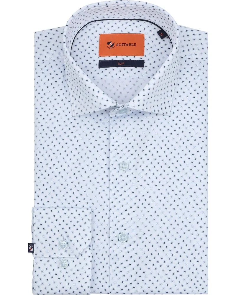 Suitable Hemd Twill Druck Hellblau Hellblau
