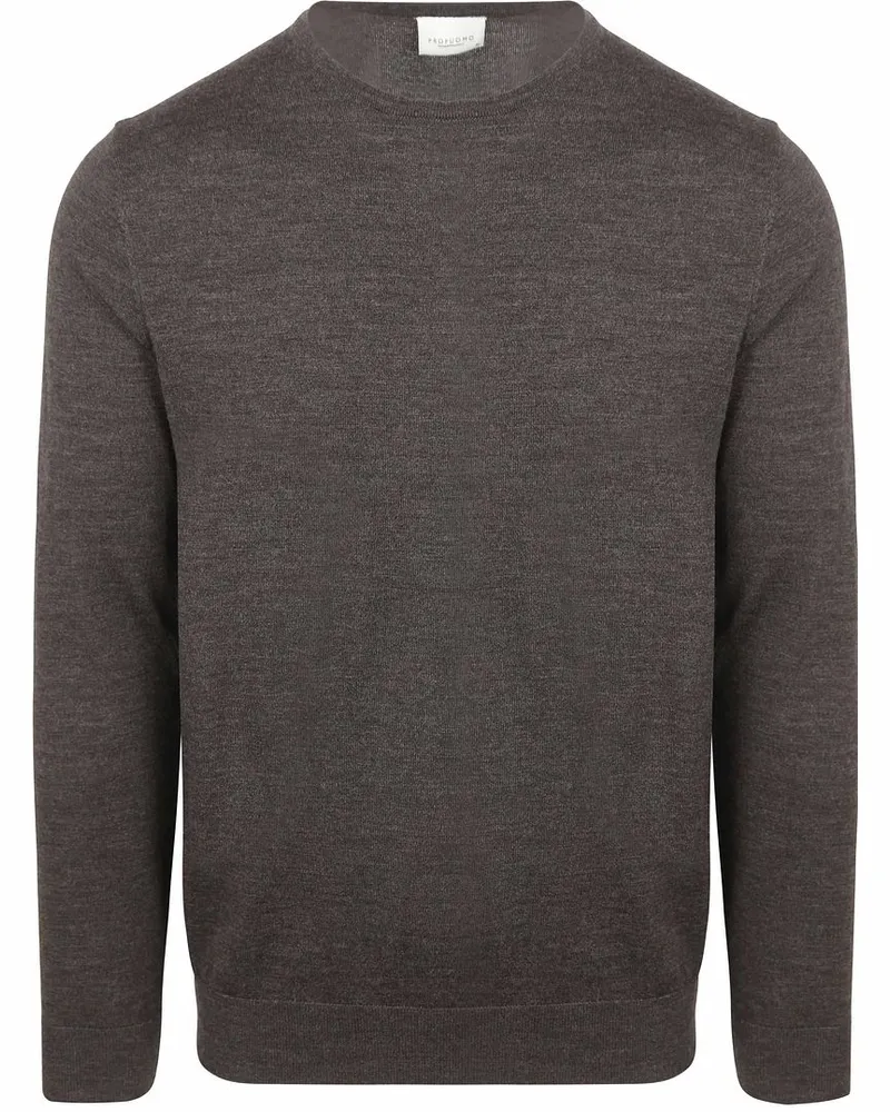 Profuomo Pullover Merinowolle Dunkelbraun Braun