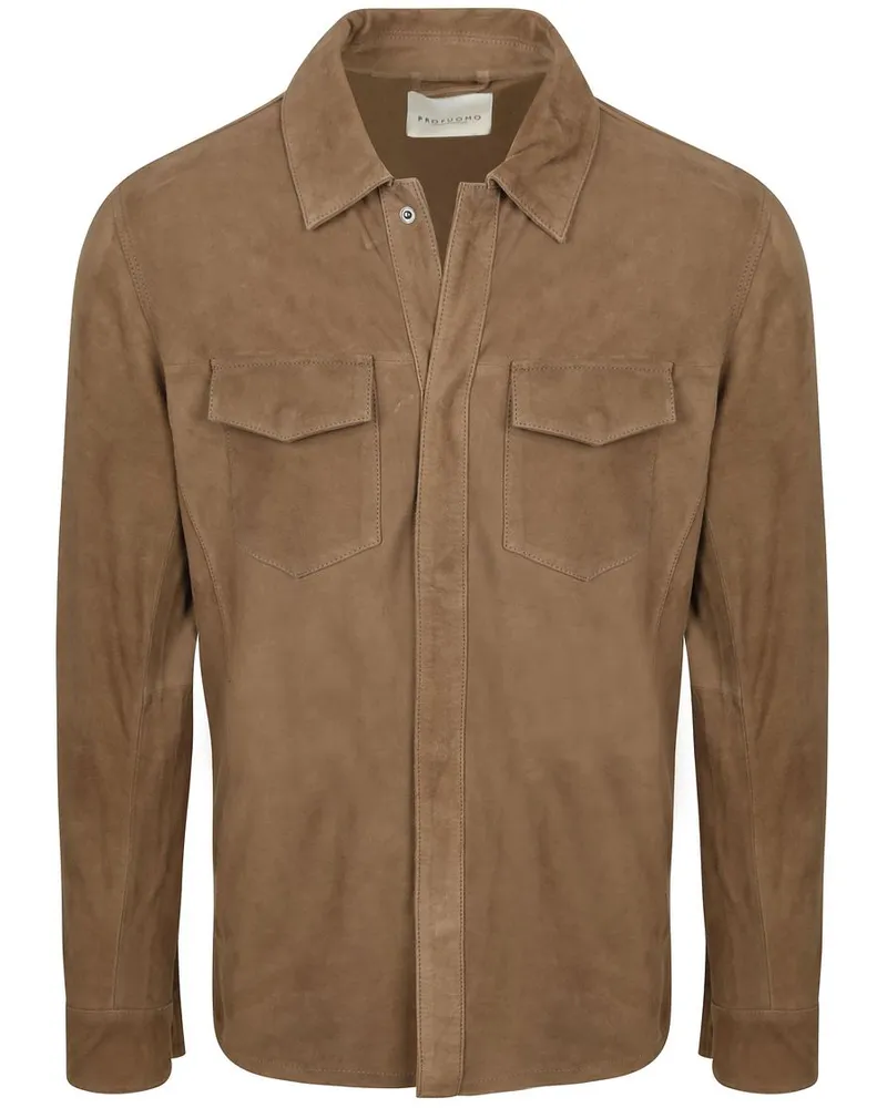 Profuomo Hemdjacke Wildleder Taupe Taupe