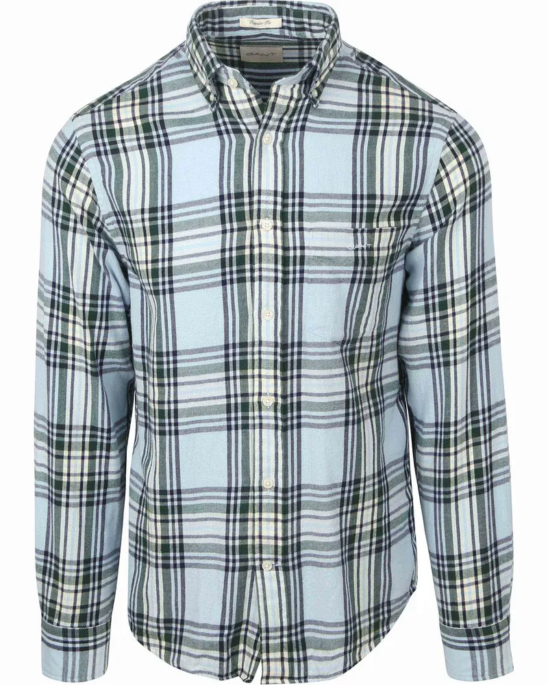 Gant Hemd Flanell Kariert Hellblau Hellblau