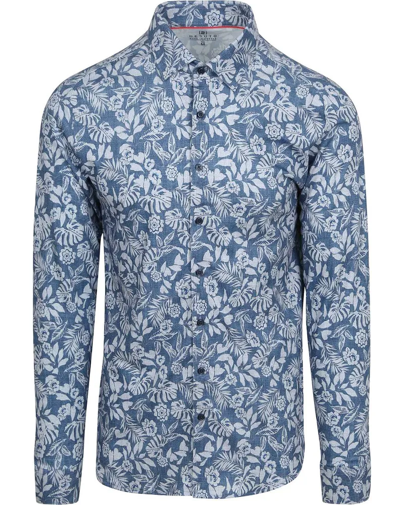 DESOTO Hemd Denim Blumen Blau Blau