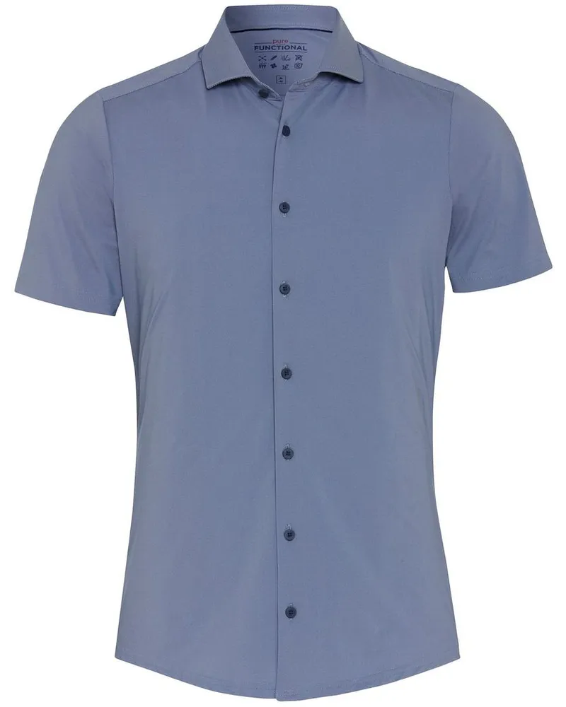 pure Kurzarmhemd The Functional Shirt Blue Stripe Blau