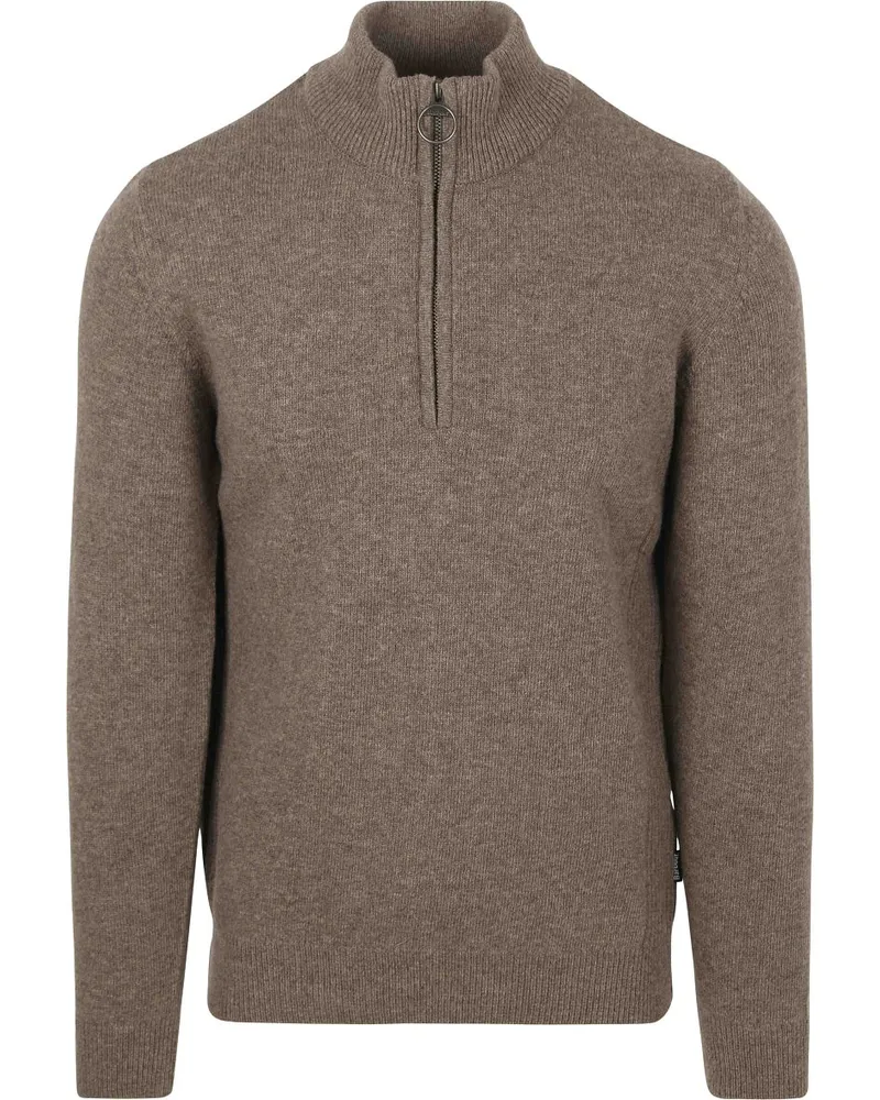 Barbour Half Zip Pullover Wolle Taupe Braun