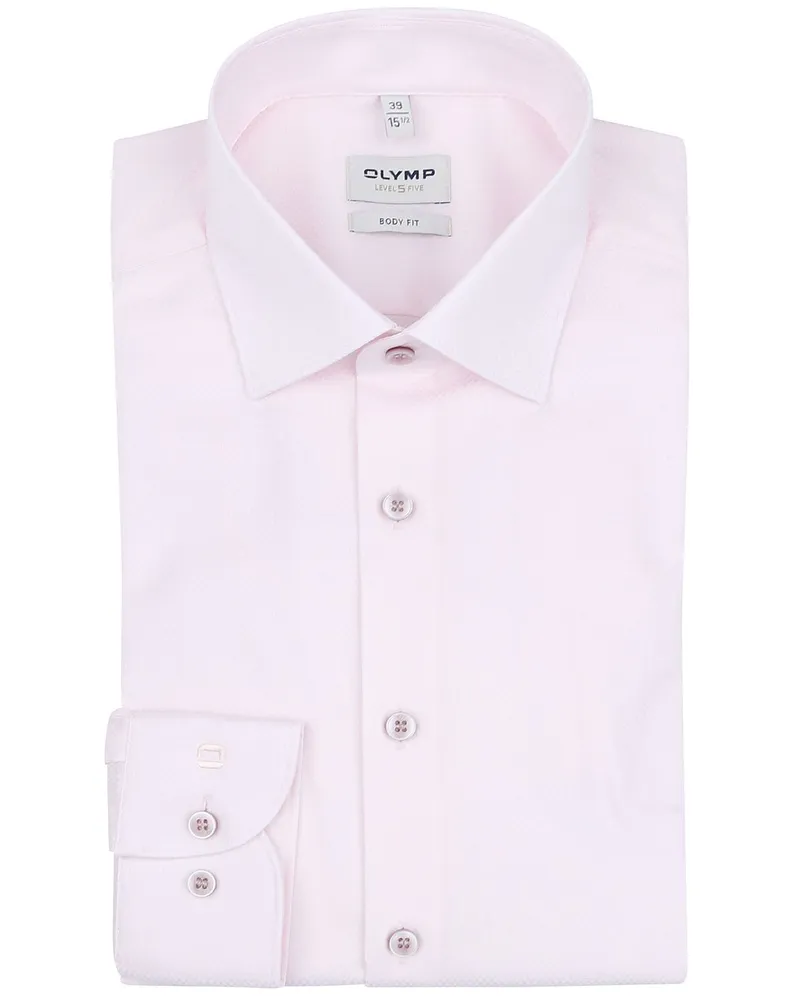 Olymp Level 5 Hemd Structure Rosa Pink