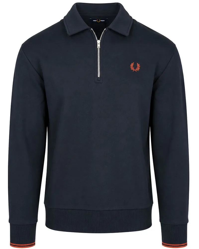 Fred Perry Langarm-Poloshirt Half Zip Navy Dunkelblau