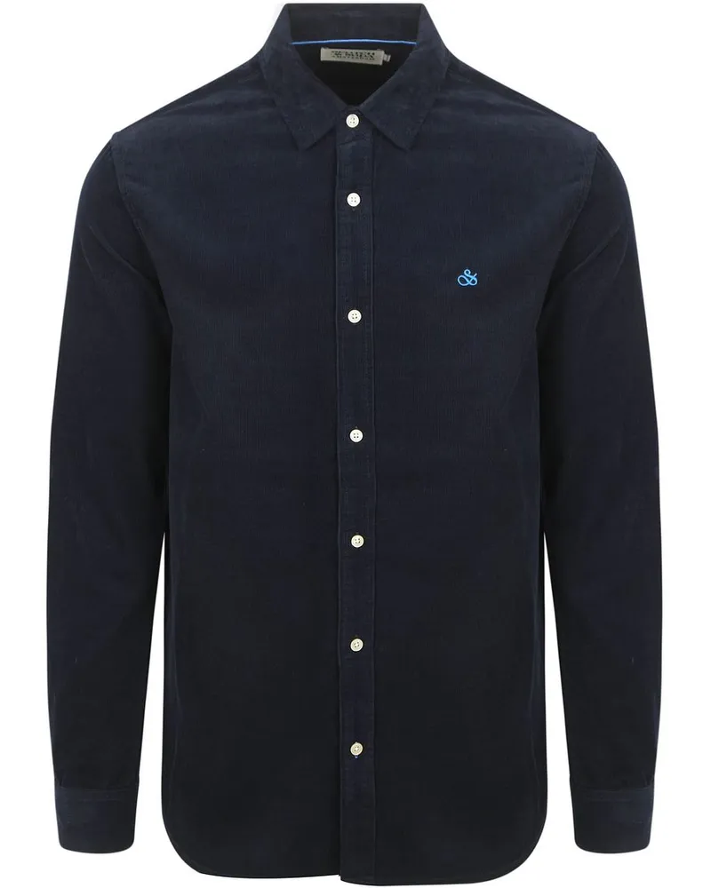 Scotch&Soda Solid Corduroy Hemd Schwarz Dunkelblau