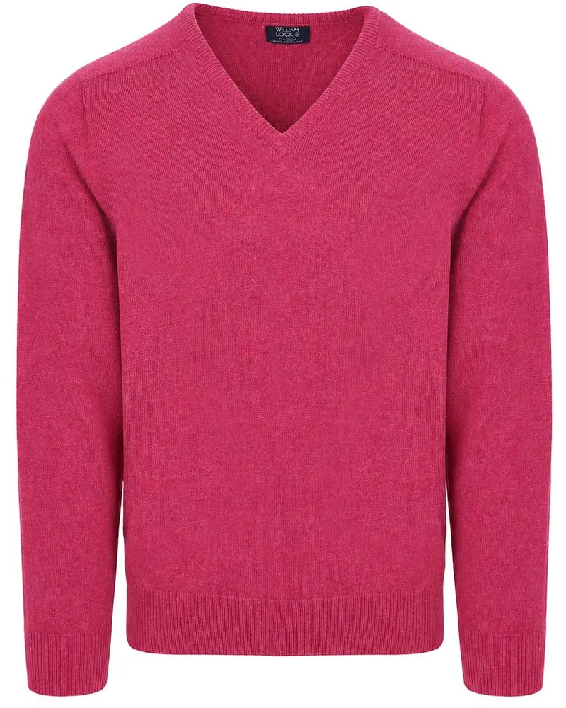 William Lockie V-Ausschnitt Pullover Lammwolle Heliotrope Violett