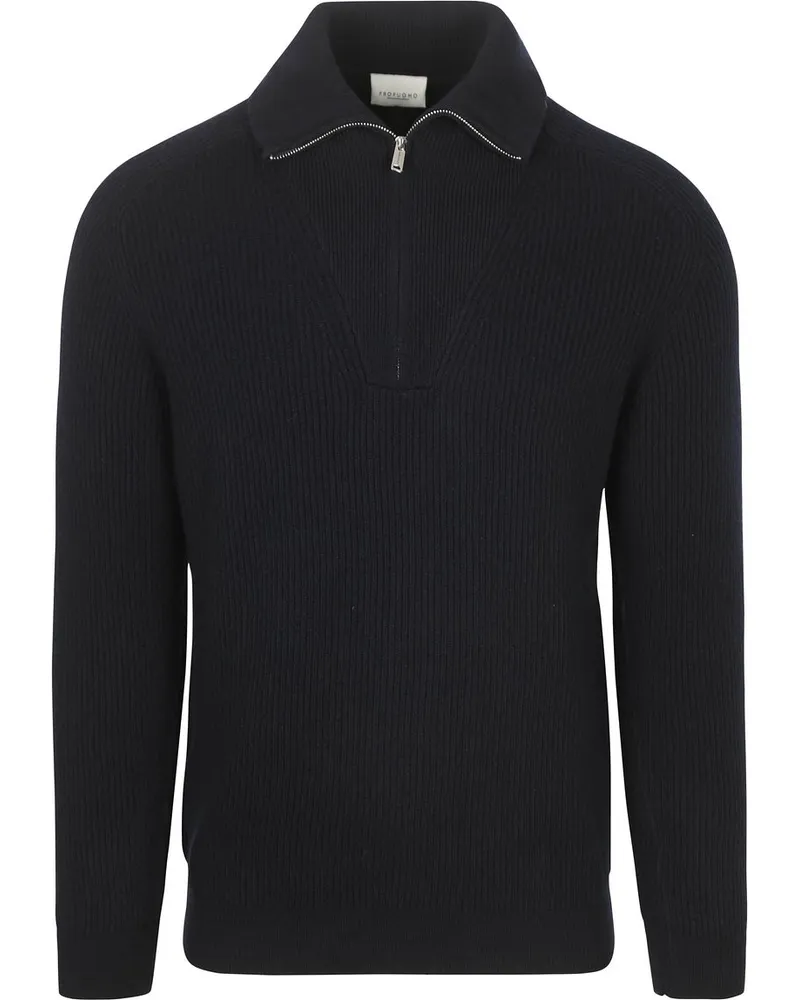 Profuomo Half Zip Pullover Wolle Navy Dunkelblau