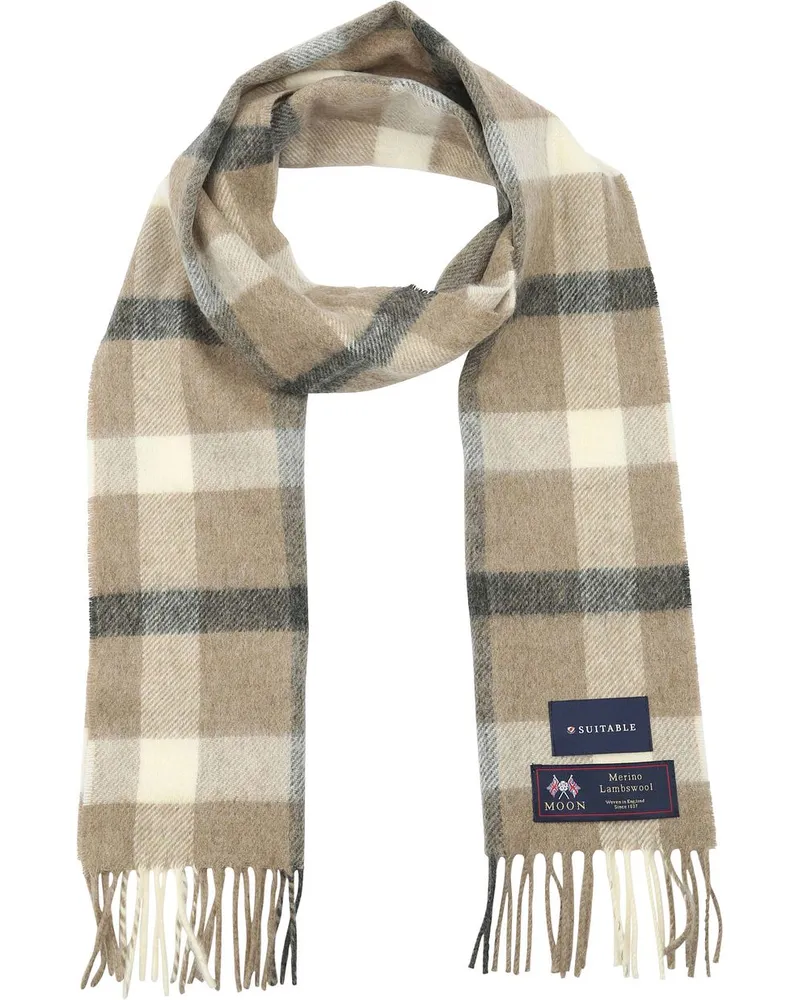 Suitable Geeigneter Herrenschal Kariert Merino Beige Multicolour
