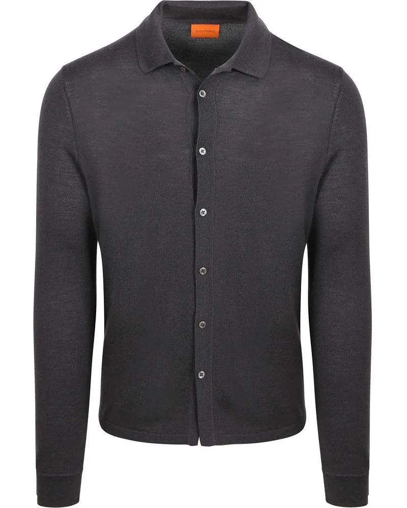 Suitable Cardigan Shirt Merino Anthrazit Grau