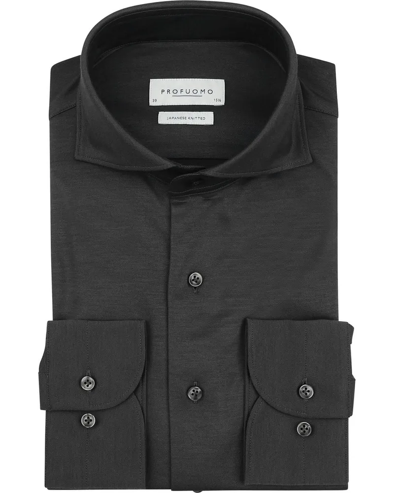 Profuomo Japanese Knitted Hemd Anthrazit Grau