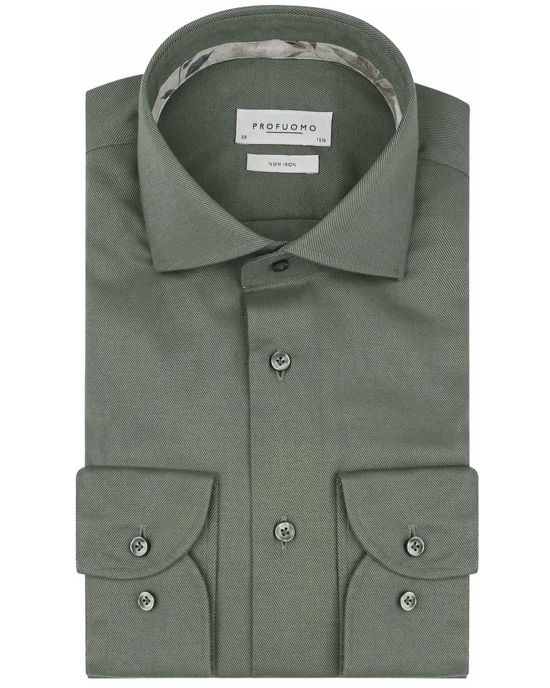 Profuomo Twill Hemd Olivgrün Grün