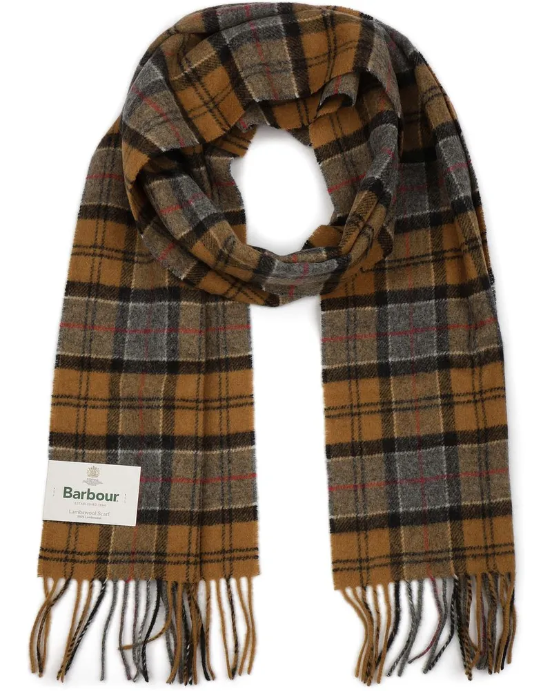 Barbour Schal Tartan Lammwolle Hellbraun Beige