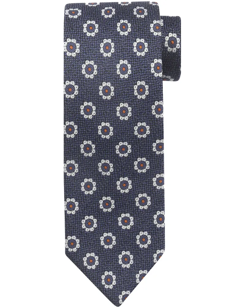 Suitable Krawatte Seide Blumen Navy Dunkelblau