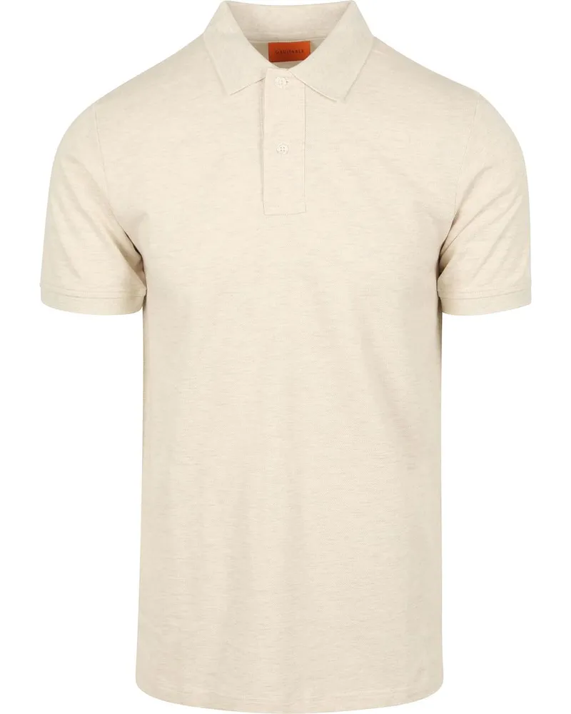 Suitable Mang Poloshirt Ecru Wollweiß