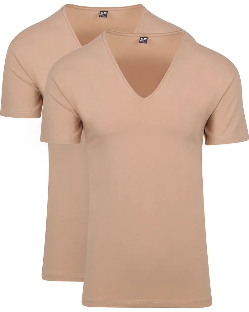 Alan Red Stretch V-Neck T-Shirt NOV Beige 2er-Pack Beige
