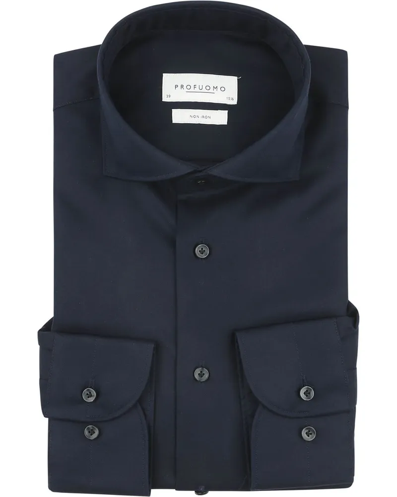 Profuomo Twill Hemd Extra Long Sleeves Navy Dunkelblau