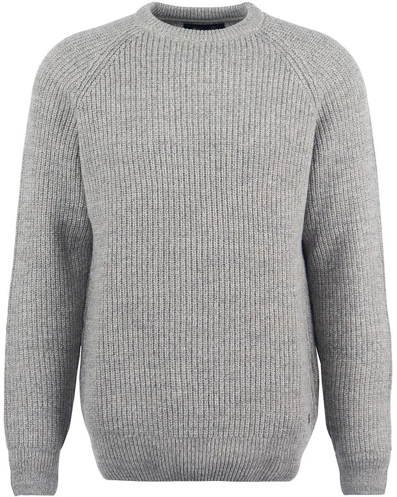 Barbour Pullover Lambswool Knitted Stone Grau Grau