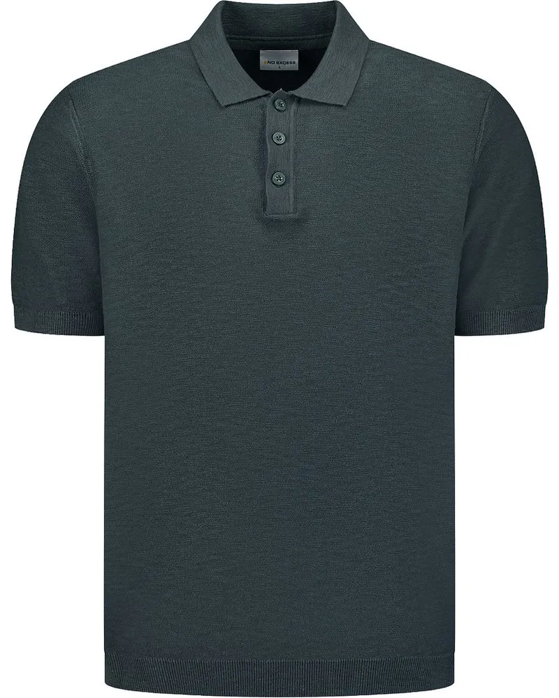 No Excess Knitted Slub Poloshirt Dark Steel Dunkelblau