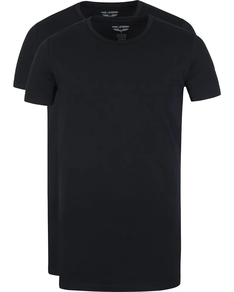 PME Legend Basic T-Shirt 2er Pack O-Ausschnitt Schwarz Schwarz