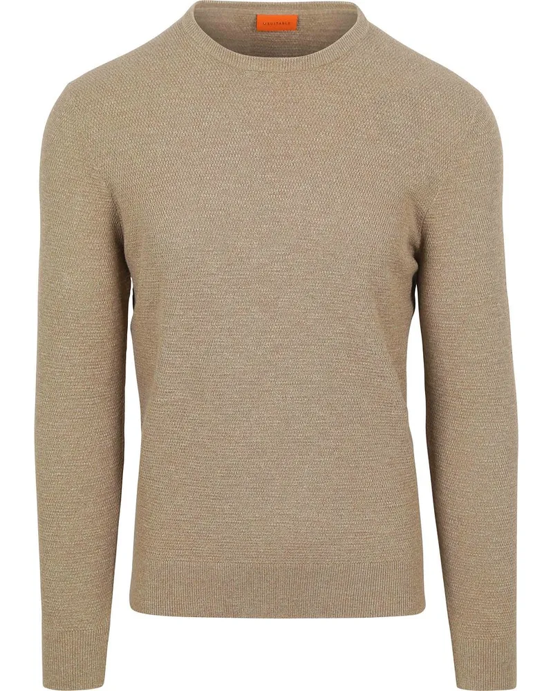 Suitable Pullover Structure Slub Beige Beige